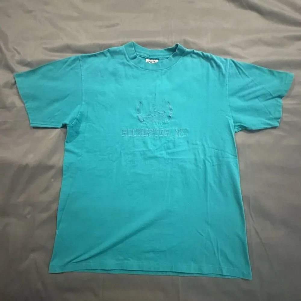 Vintage 90s Rochester NY Shirt Mens Large Green Oneita Made USA Sailboat